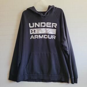 Under Armour Hooded Sweatshirt Mens XXL Black Loose Fit Graphic Print Pullover